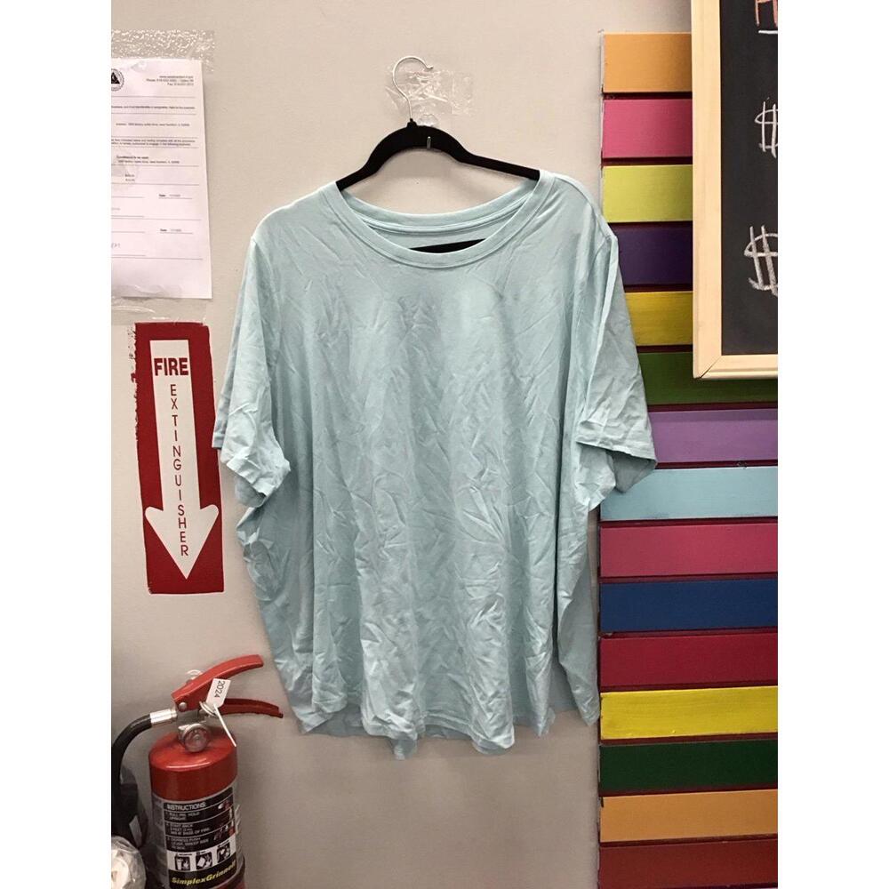 Anybody 100% washed cotton crewneck essential tee 1X bright sky new qvc